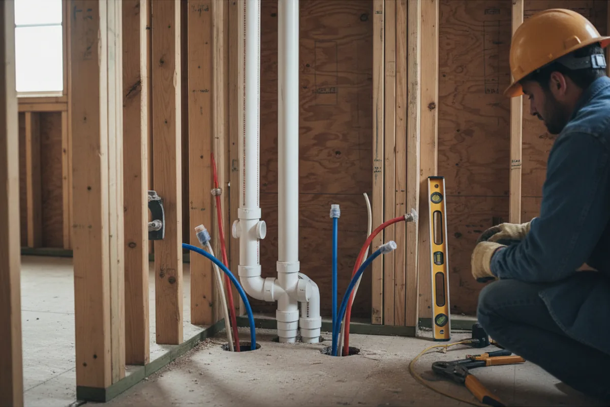 Drain and supply rough-in during Drain Cleaning in Cortland